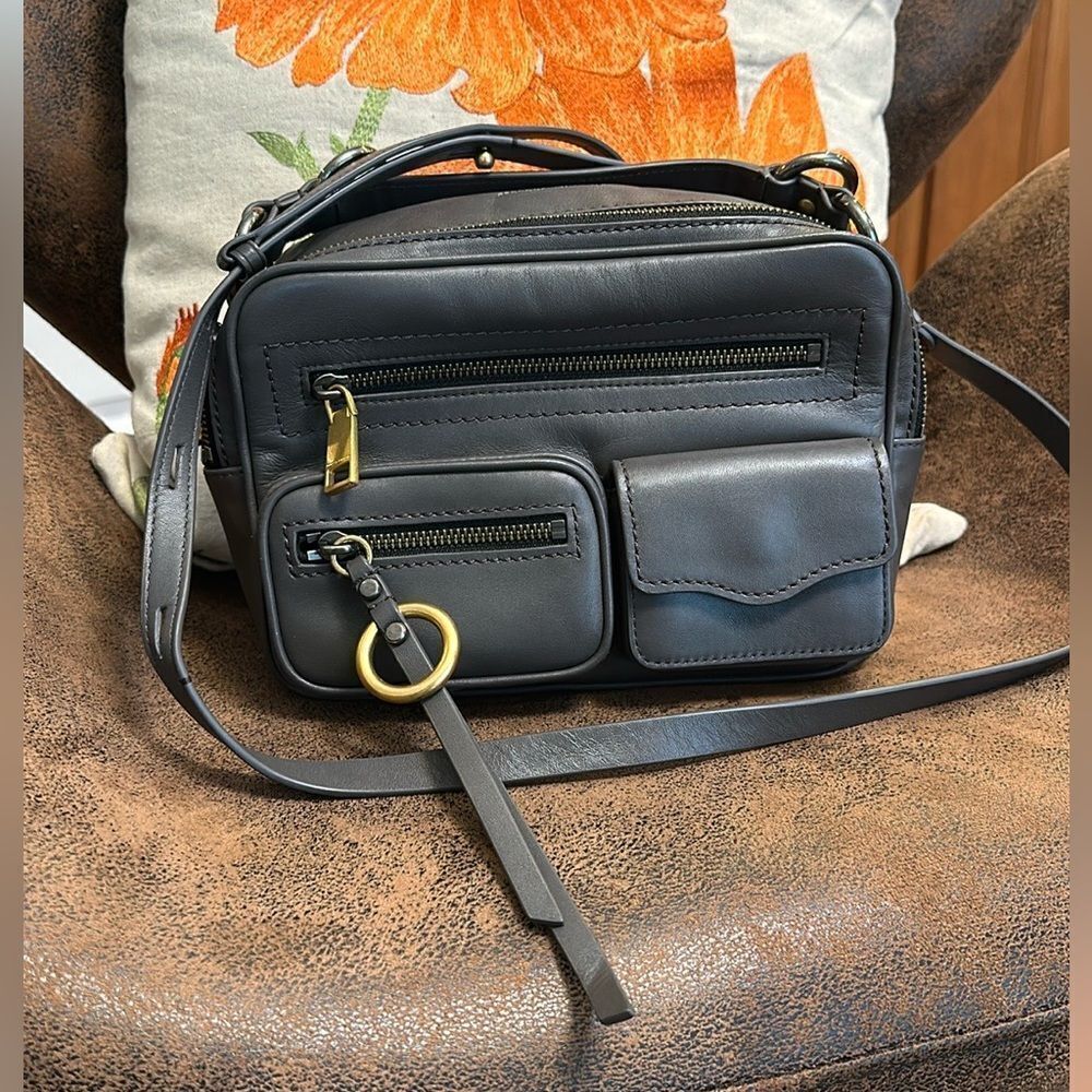 REBECCA MINKOFF CROSSBODY LEATHER JETT BOXY BAG STUDS CARGO RINGS CLASPS NWOT - Picture 3 of 17